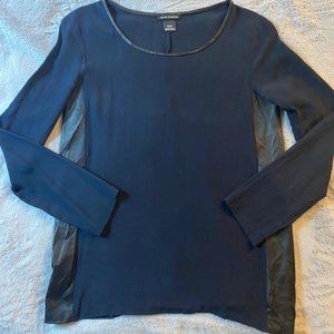 100% Silk Long Sleeve Club Monaco, 100% Lamb Leather Side Panels & Neck Lining